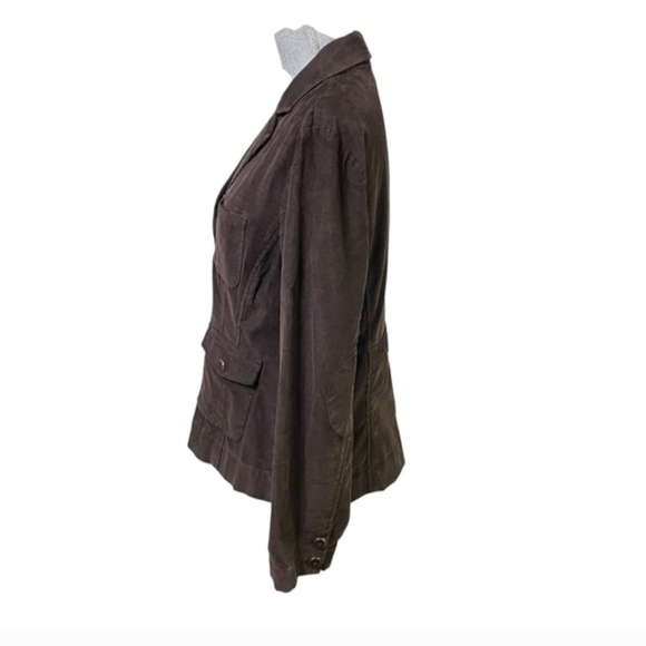 Talbots Chocolate Brown Corduroy Stretch Blazer Sz 14  Excellent Condition - Picture 3 of 11